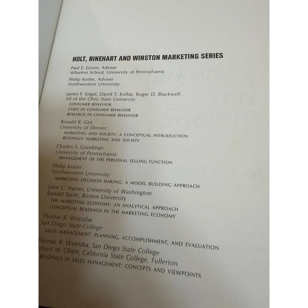 Marketing and Society: A Conceptual Introduction by Ronald R. Gist. Rare